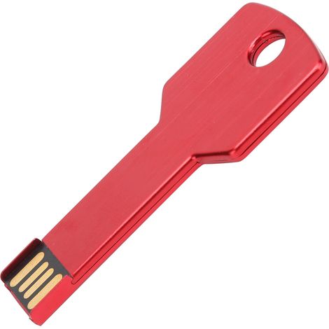 Clé USB rouge en alliage d'aluminium en forme de clé, 32 Go, pour voiture, ordinateur et usage domestique. (1/5)