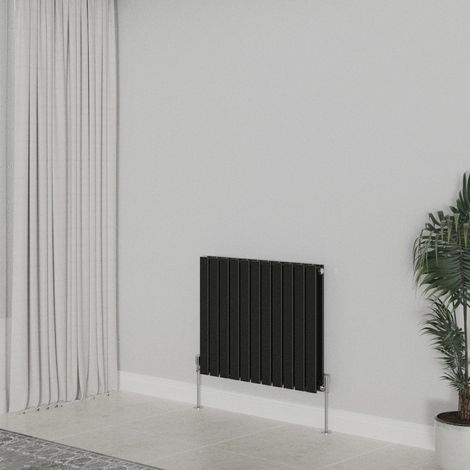 WarmeHaus Horizontal 600x748mm Flat Panel Radiator Black Double (1/5)