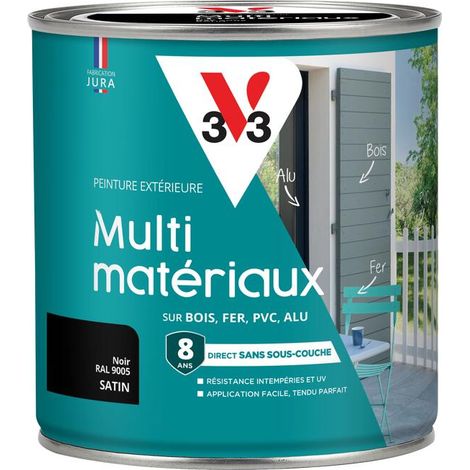 Peinture extérieure Multi-matériaux V33 Noir RAL 9005 Satin 0,5L