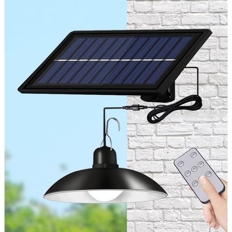 Lustre solaire 30 LED super lumineux retro ampoule lumiere 3 luminosite telecommande lumiere blanche IP65 (1/5)