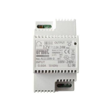 Urmet – Alimentation régulée 12V 2A pour tableau électrique – 2 sorties – Compatible avec installations électriques – Protection contre surcharges