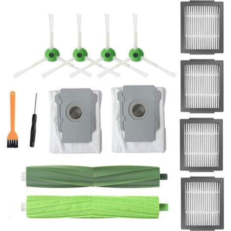 Spare parts for iRobot vacuum cleaners, compatible with Roomba i7, E5 and E6 robotic vacuum cleaners: main brush, side filter, dust bag, vacuum cleaner accessories--DTEKGAZ