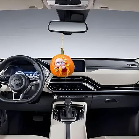 Pendentif citrouille d'Halloween pour voiture, ornement acrylique, accessoire pour rétroviseur intérieur. (1/3)