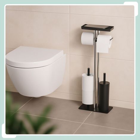 Ensemble de toilette en acier inoxydable avec etagere et support