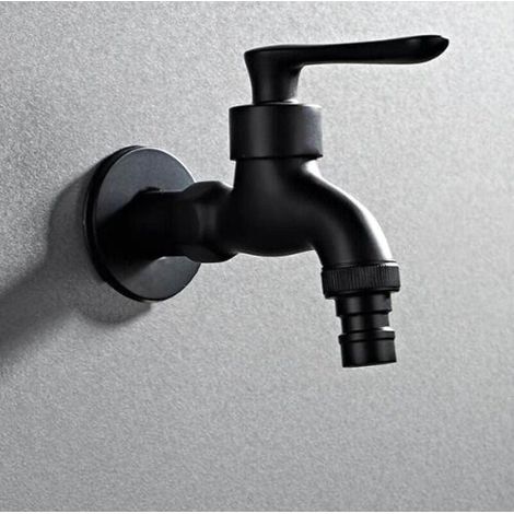 Robinet de salle de bain noir générique, robinet d'eau froide simple, machine à laver murale, robinet d'eau froide simple, robinet de jardin noir (1/3)