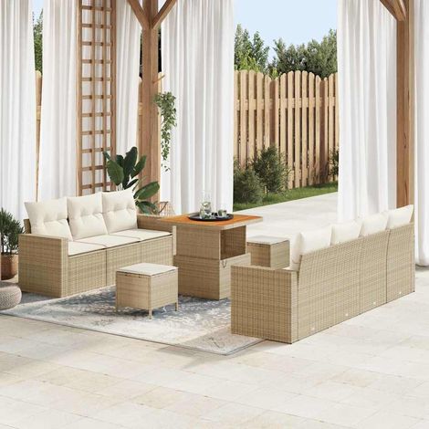 vidaXL Garten-Sofa-Set 10 pcs Beige Poly-Rattan (1/5)