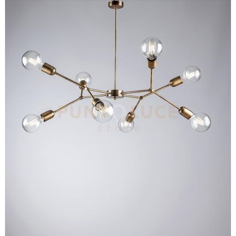 Sospensione HEX, in ferro bronzato spazzolato 8 luci industrial