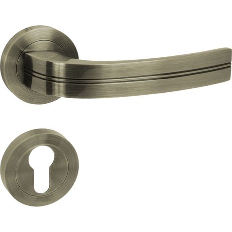 DOMINO Poignée de porte DEKAN-R M3 PZ Poignée avec plaque PZ pour cylindre profilé Bronze (1/5)