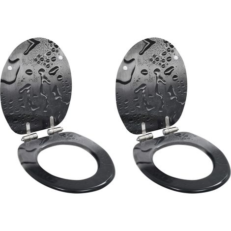 Juego de dos asientos de inodoro tapa inodoro asiento de inodoro baño interior de la casa tocador MDF tapa de cierre suave gota de agua 020002969