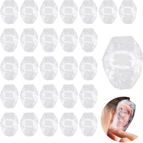 100 Pièces Protecteurs d'Oreille Jetables pour la Douche, Protege Oreille Imperméables Transparents, Protection Cache-Oreilles pour Douche, Bain, Spa, Maison, Hôtel, Salon de Coiffure (1/5)