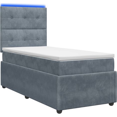 Letto Box Spring LED con Materasso Grigio Scuro 90 x 190 cm vidaXL (1/5)