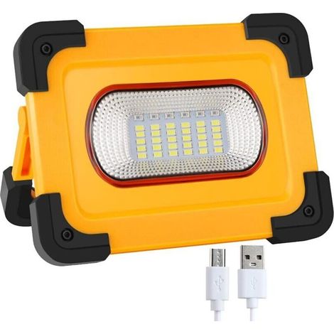 60W Projecteur LED Exterieur Solaire Rechargeable Projecteur Chantier Étanche avec Batterie 7800mAh 4 Modes d'éclairage Lampe de Travail Lanterne Portable Pour Camping, Garage, Atelier (1/5)