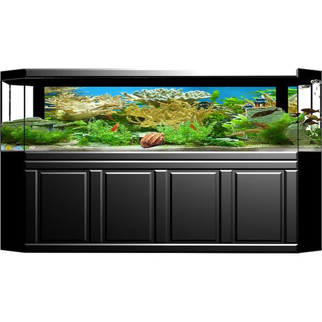 Sticker mural en PVC à motif de plantes aquatiques et de coraux pour aquarium, 122 x 50 cm. Décoration pour aquarium. (1/5)