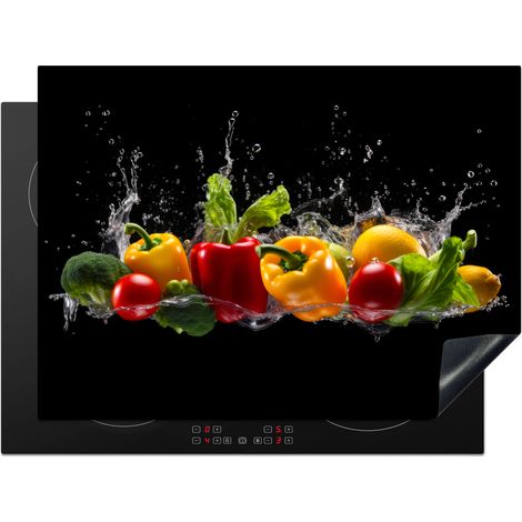 Induction Hob Protector Bell bell pepper - Water - Vegetable - Black 71x52 cm