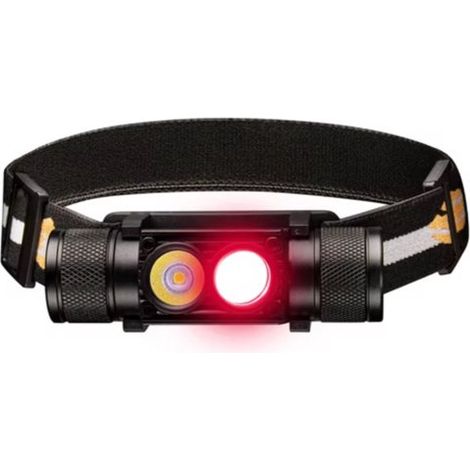 Linterna frontal recargable de 500 lúmenes - USB-C - Alto índice de reproducción cromática (CRI) 90 - Luz blanca de 5000 K y roja de 660 nm - Resistente al agua IPX6 - Batería 18650 - Negra