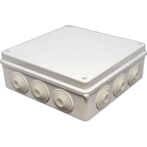 Boîte de distribution blanche 200x200x80mm avec 12 ouvertures I Boîte de dérivation en saillie - IP65