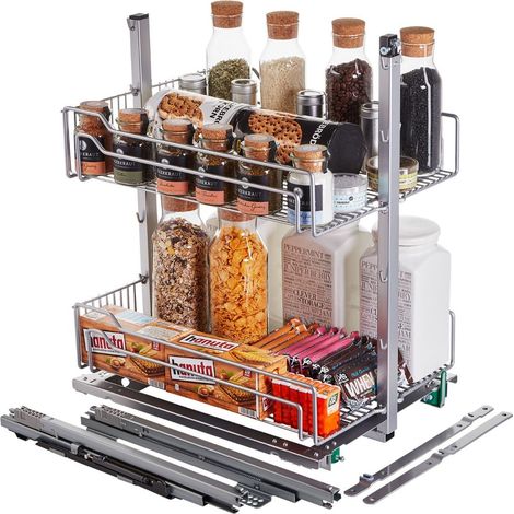 DISPENSA junior III Apothekerauszug silbergrau für Korpusbreite 300 mm mit Einhängekörben / Kesseböhmer (1/5)