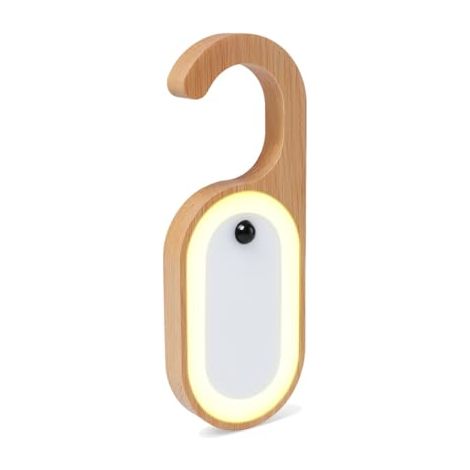 Lampe LED à détecteur de mouvement pour serrure de porte, lampe mémo portable à piles avec autocollants, lampe suspendue en bois, lot de 1