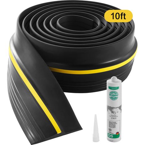 Joint de porte de garage, 3 m, seuil d'étanchéité universel pour bas de porte de garage, bande résistante aux intempéries, avec adhésif, remplacement de coupe-froid en PVC épais amélioré, noir (1/5)