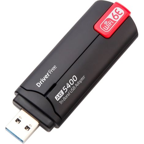Clé WiFi 6E Puissante, AXE5400 Clé WiFi pour PC, USB 3.0 Adaptateur WiFi avec Tri-Bande 6GHz/5GHz/2.4GHz, Cryptage WPA3, Adaptateurs USB WiFi, Adaptateur Dongle WiFi pour Windows 11/10-Rouge (1/5)