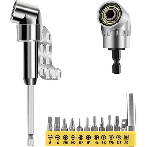 14 Stück Winkelschrauber Aufsatz set, 105° Winkelaufsatz für Akkuschrauber, Winkelbohraufsatz, 1/4 Zoll Sechskantgriff für Werkstatt, Möbel, Bauarbeiter (1/5)
