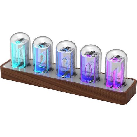 Horloge à tubes Nixie, compatible avec la synchronisation Wi-Fi, affichage 12/24 heures, réveil rétro, objet de décoration pour bureau. (1/5)