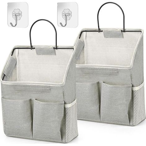 Gris Lot de 2 organisateurs de rangement suspendus étanches En lin Pliable Avec poches Pour chambre d'enfant, salle de bain, chambre à coucher, bureau, camping car (1/5)