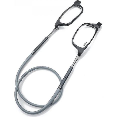 Hochwertige magnetische Lesebrille zum Um-den-Hals-Tragen, originelles Design – 2,5-fache Vergrößerung – Grau (1/5)