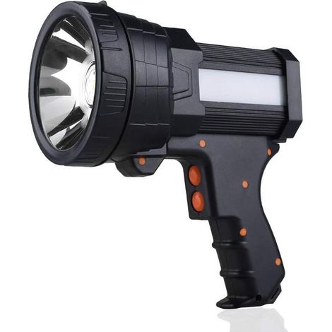 Projecteur rechargeable, lampe de poche LED super lumineuse 1000 000 lm, longue durée de 10 000 mAh, grande lampe de poche avec trépied pliable, noir