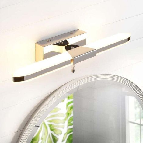Lampe Miroir Salle de Bain LED 40cm - 8W 640lm 3000K IP44 Acrylique - Interrupteur à Tirette