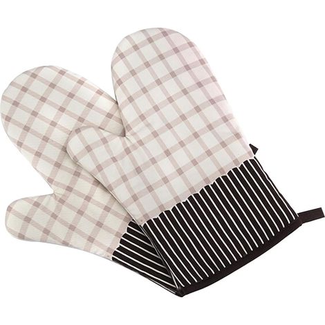 Gants de four haut de gamme résistants à la chaleur, 28 cm (1 paire) — Adaptés aux grillades, à la cuisine et à la pâtisserie (Beige) (1/5)