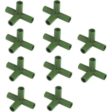 Connecteur de Cadre de Serre, Serre Cadre Meubles Connecteurs, 10 Accessoires de Connexion de Cadre de Jardin Support Stable de 16 mm pour Cadre de Serre (Angle Droit à 4 Voies)