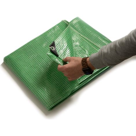 Toile multiusage avec Oeillets imperméable Leno 140 g/m² Vert / Transparent 4 x 6 m (1/5)