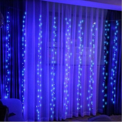 GUIRLANDE LUMINEUSE Rideau Lumineux 2M x 3M 200 LEDs Lumineuses Filet avec 8 Modes Eclairage Décoration de Fée Mariage Noël Bleu (1/4)