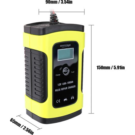 GARRYFIZH Chargeur de batterie de voiture entièrement automatique 6A, chargeur intelligent à impulsions pour batteries au plomb-acide avec écran LCD numérique (1/5)