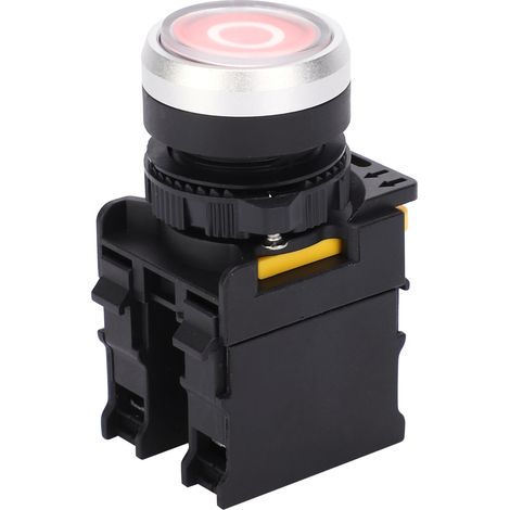 Interrupteur à bouton-poussoir ABS de type arrêt, à réarmement automatique et étanche, rouge, 220 V CA (1/5)