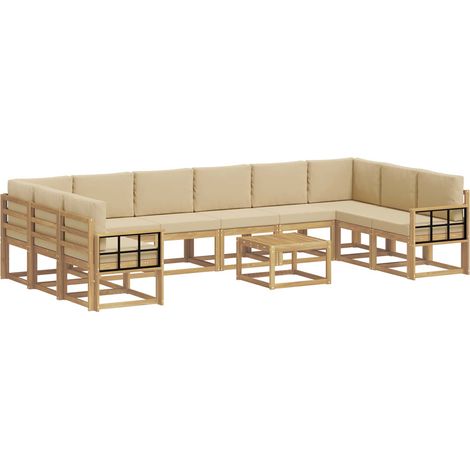 Conjunto de sofás de exterior 11 uds. y Beige vidaXL (1/5)
