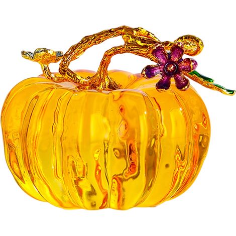 Citrouille En Verre - Sculpture Décorative En Verre Soufflé À La Main - Pour Décoration Automnale Et Fêtes - Lot De 1 (1/3)