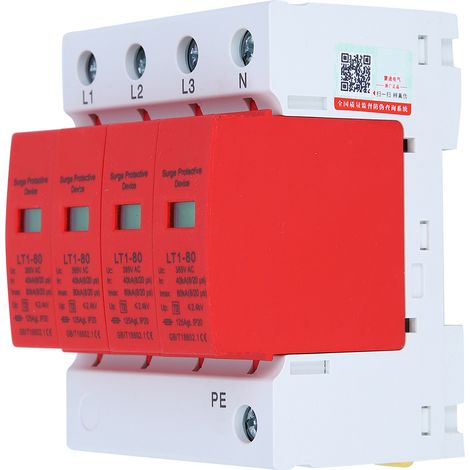 4P LT1‐80 Überspannungsschutzmodul 80 kA für Haushaltsgeräte, Niederspannungsableiter, rot (1/5)