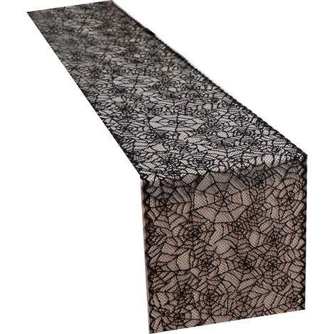 Nappe en dentelle gothique, décoration d'Halloween, en polyester, facile d'entretien et facile à ranger, motif toile d'araignée (1/5)