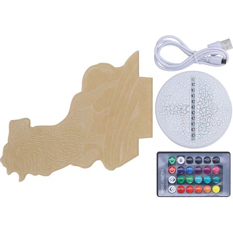 Veilleuse 3D à intensité variable avec 16 couleurs, télécommande tactile intelligente pour enfants (1/5)