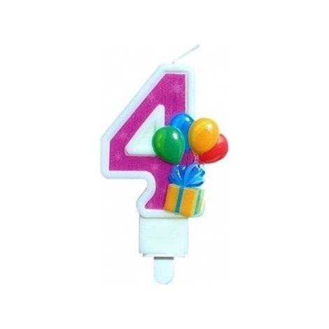 Vela de cumpleaños número 4 con globos