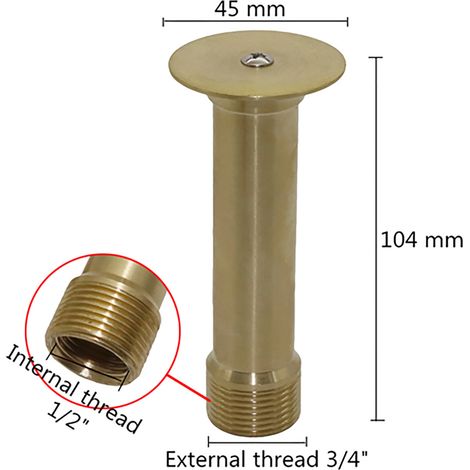 Buse d'arrosage en forme de champignon, filetage femelle 1/2" et mâle 3/4", en acier inoxydable et laiton, pour fontaine de jardin ou bassin. (1/5)