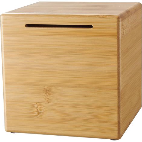 Tirelire en Bambou - 1 Unité - Bois Naturel - Sans Ouverture - Épargne Long Terme Adulte - 15x15x15 cm (1/5)