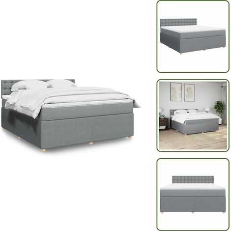 Colchón ensacado - vidaXL Cama box spring con colchón tela gris claro 180x200 cm - Cama con cabecero