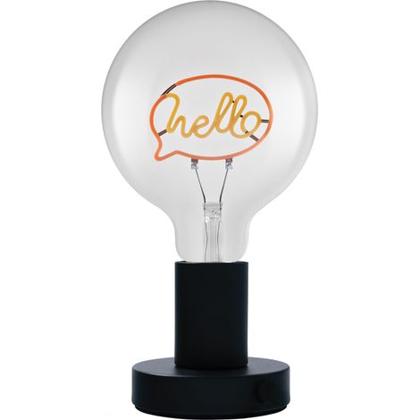 OSRAM Lampe de table LED  1906 Letter, lettrage Hello, néon, 1,2 W, E27, noir, blanc chaud, câble textile