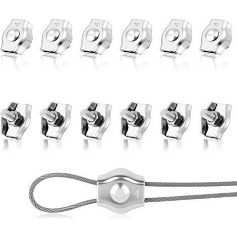 JSSEVN - 12PCS M2 Cable Clips, Stainless Steel M2 Cable Clamps, Metal Cable Clamps, for Securing 2mm Metal Cables, Clotheslines (1/5)