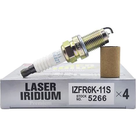 Quatre bougies d'allumage laser platine IZFR6K11S 5266 adaptées aux modèles Honda Civic FRV 2006, 2007, 2008-2011 1.8L et CRV III 2.0L 2006-2012.
