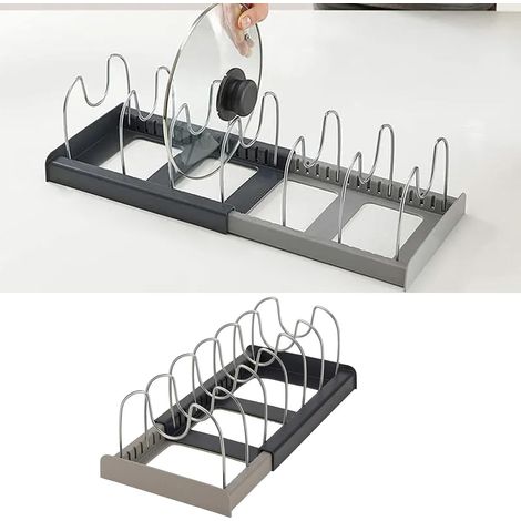 Étagère de rangement de cuisine réglable et extensible en acier inoxydable : comprend 6 étagères réglables pour ranger casseroles, poêles, couvercles, (1/5)
