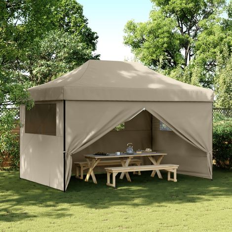 Partyzelt Faltbar Pop-Up mit 4 Seitenteilen Taupe